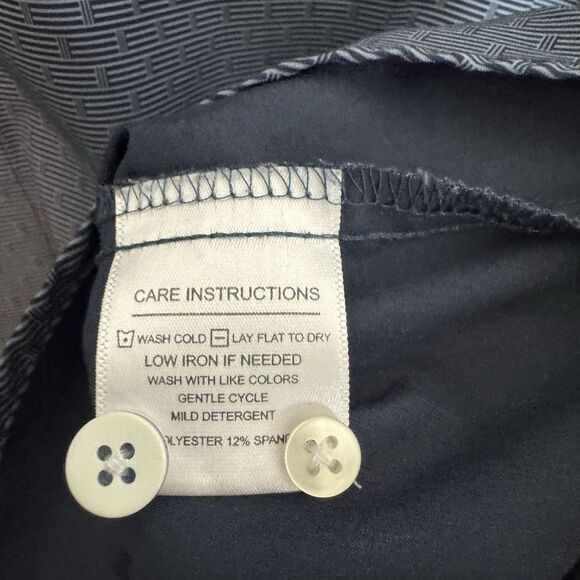 Mizzen Main Shirt Mens L Blue Button Up Long Sleeve Stretch Trim No Tuck Fit - Picture 4 of 8